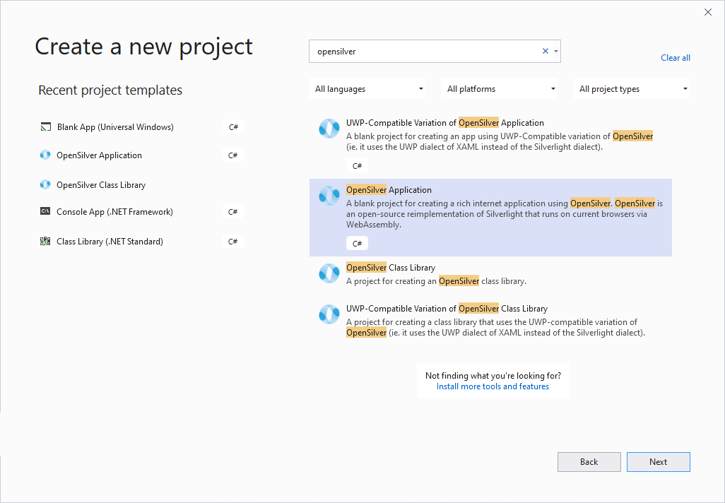 Windows prompt for new project