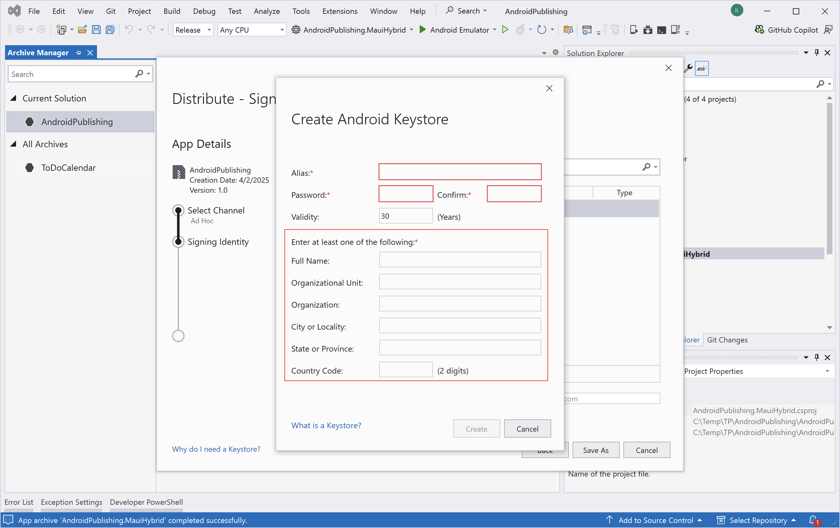 Create Android Keystore