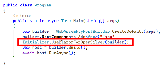 Initialize Blazor for OpenSilver