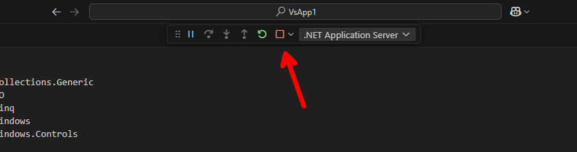 VS Code Stop Debugging Button