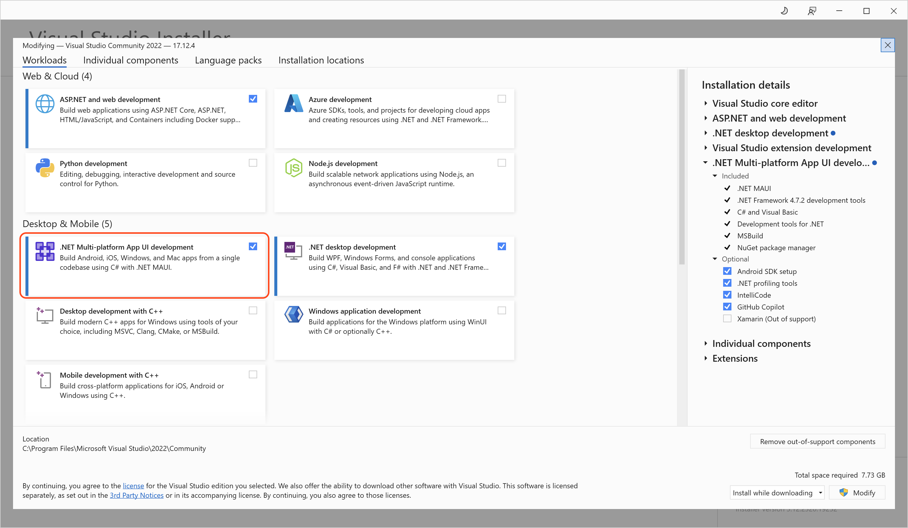 Visual Studio 2022 MAUI Component