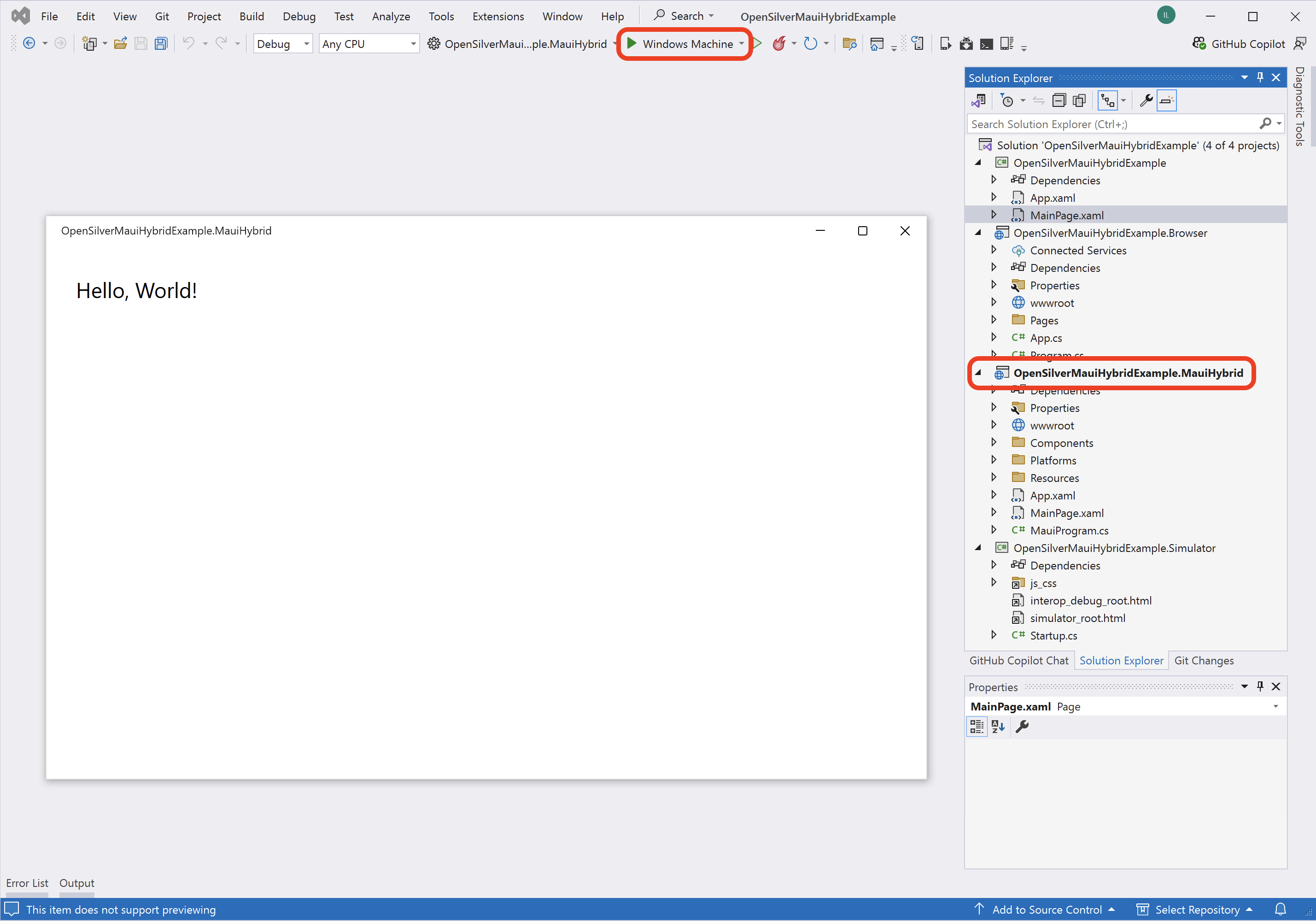 Running MAUI Hybrid in Visual Studio 2022