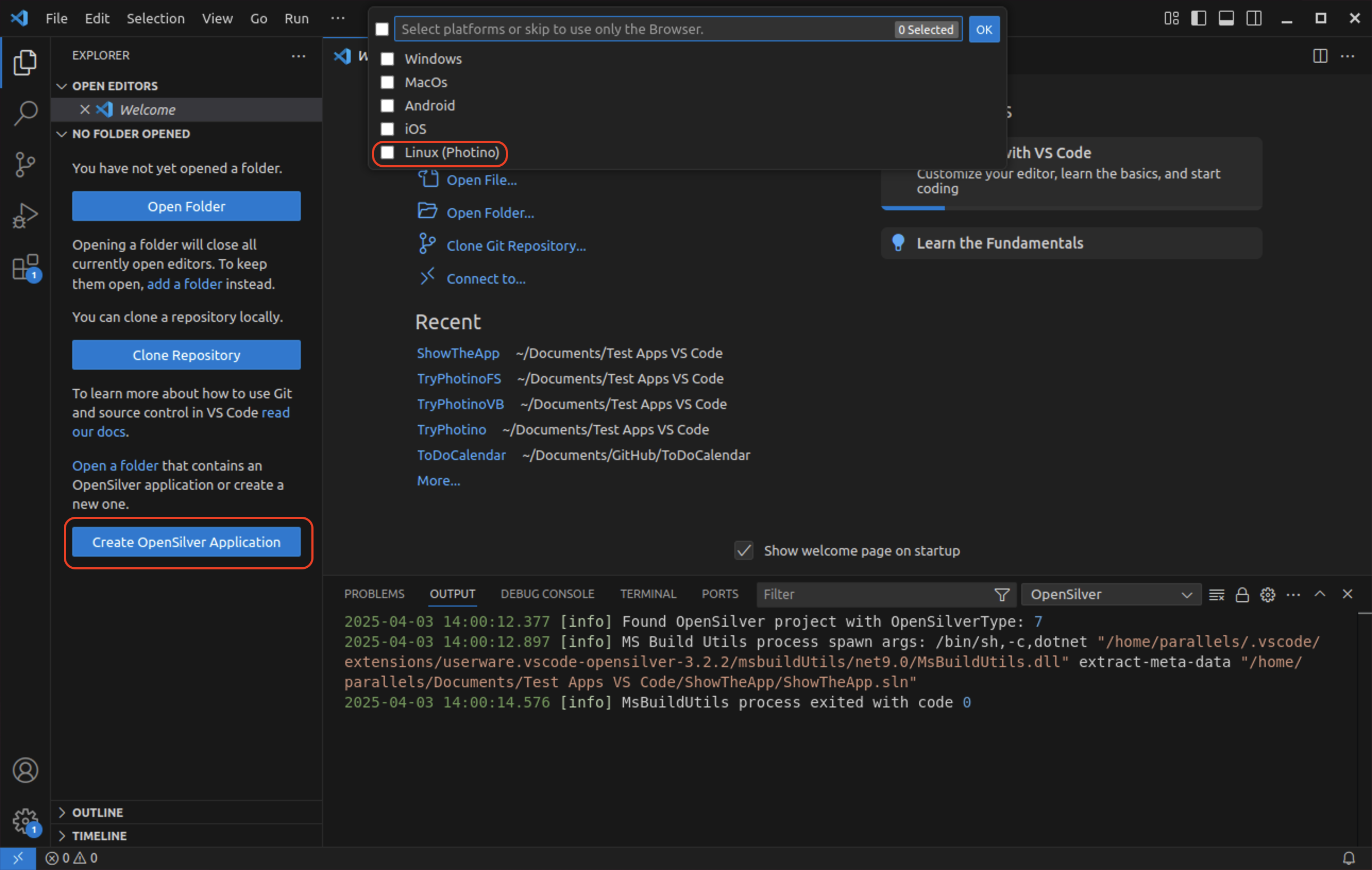 Photino in Visual Studio Code